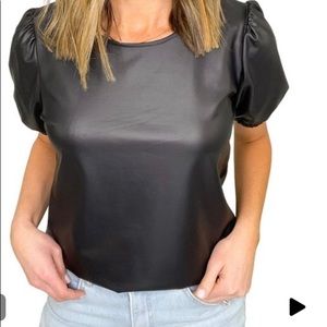 Black faux leather top